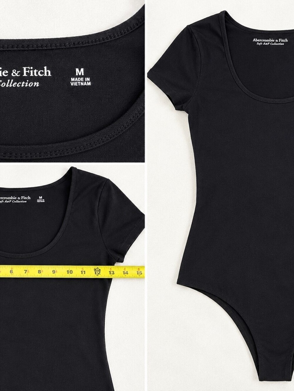 Abercrombie & Fitch Soft A&F Collection Black Short Sleeve Bodysuit Medium